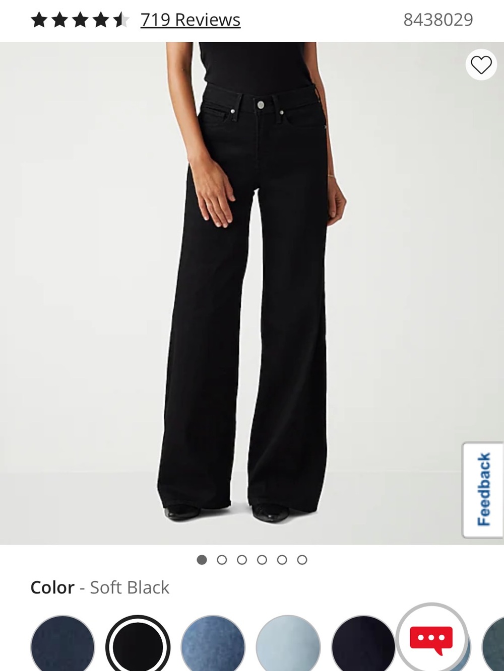 Levi's 318 Soft Black Mid-Rise Wide-Leg Jeans